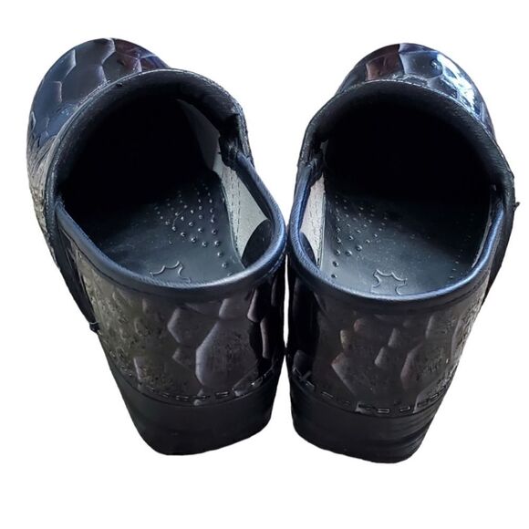 Dansko Black Animal Print Leather Clogs - Picture 4 of 5